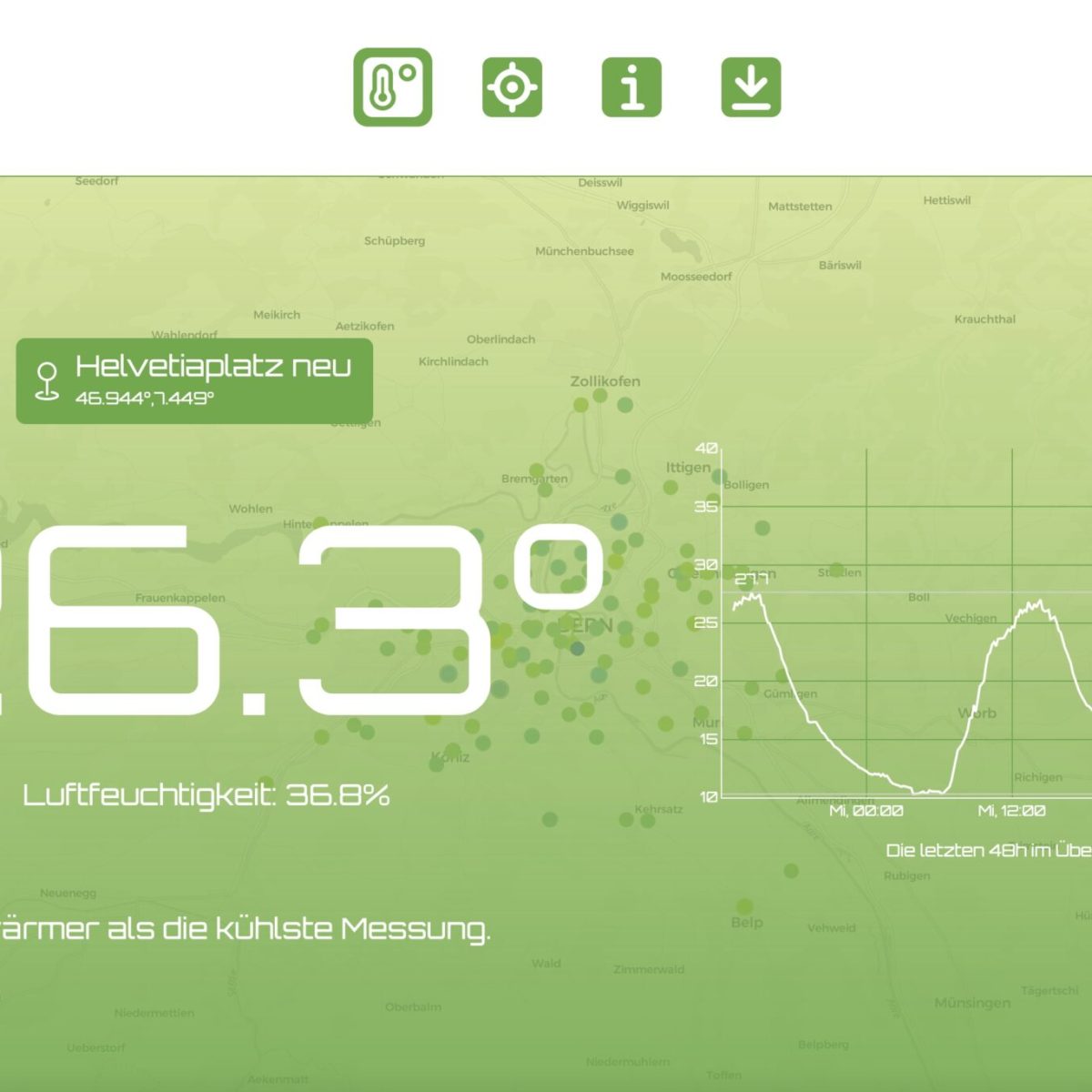 smart urban heat map visualisierung stadthitze smart city verein bern
